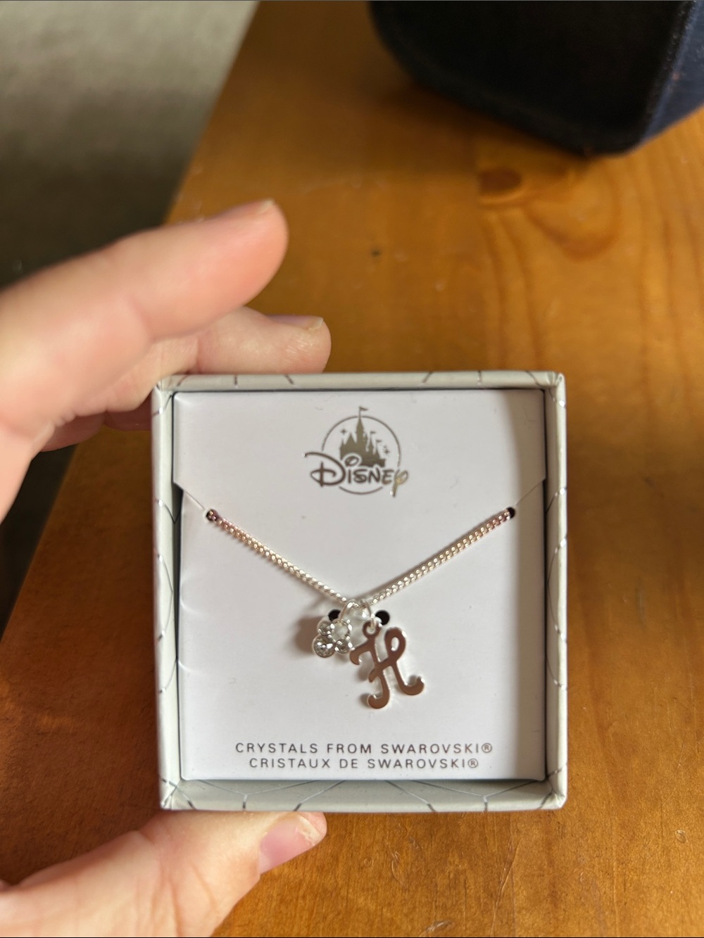 Disney Silver Initial 'H' Necklace with Clear Crystal Accent - Picture 2 of 2